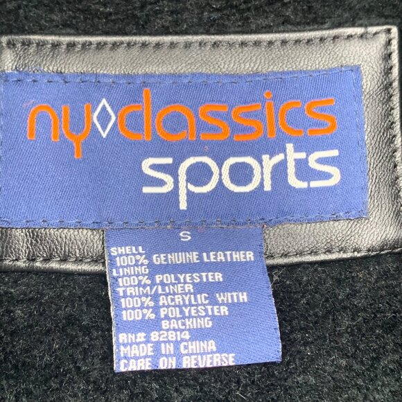 Vintage Mens Black Leather Jacket NY Classics Sports Removable Vest Collar Small - Picture 8 of 15